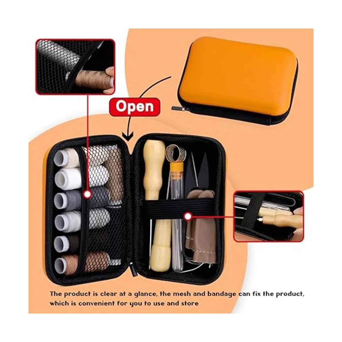 Kit de costura de cuero kit de reparación de tapicería de_5