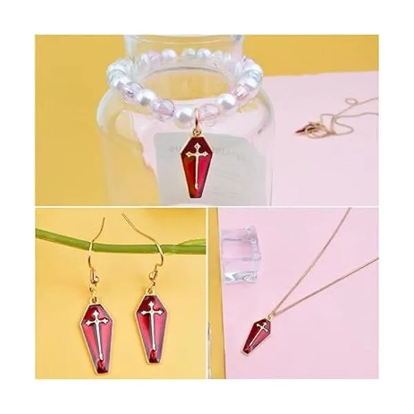 20 abalorios de cruz esmaltada roja con temática de_5