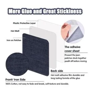 Paquete de 20 parches de mezclilla termoadhesivos de 3.7 x_4