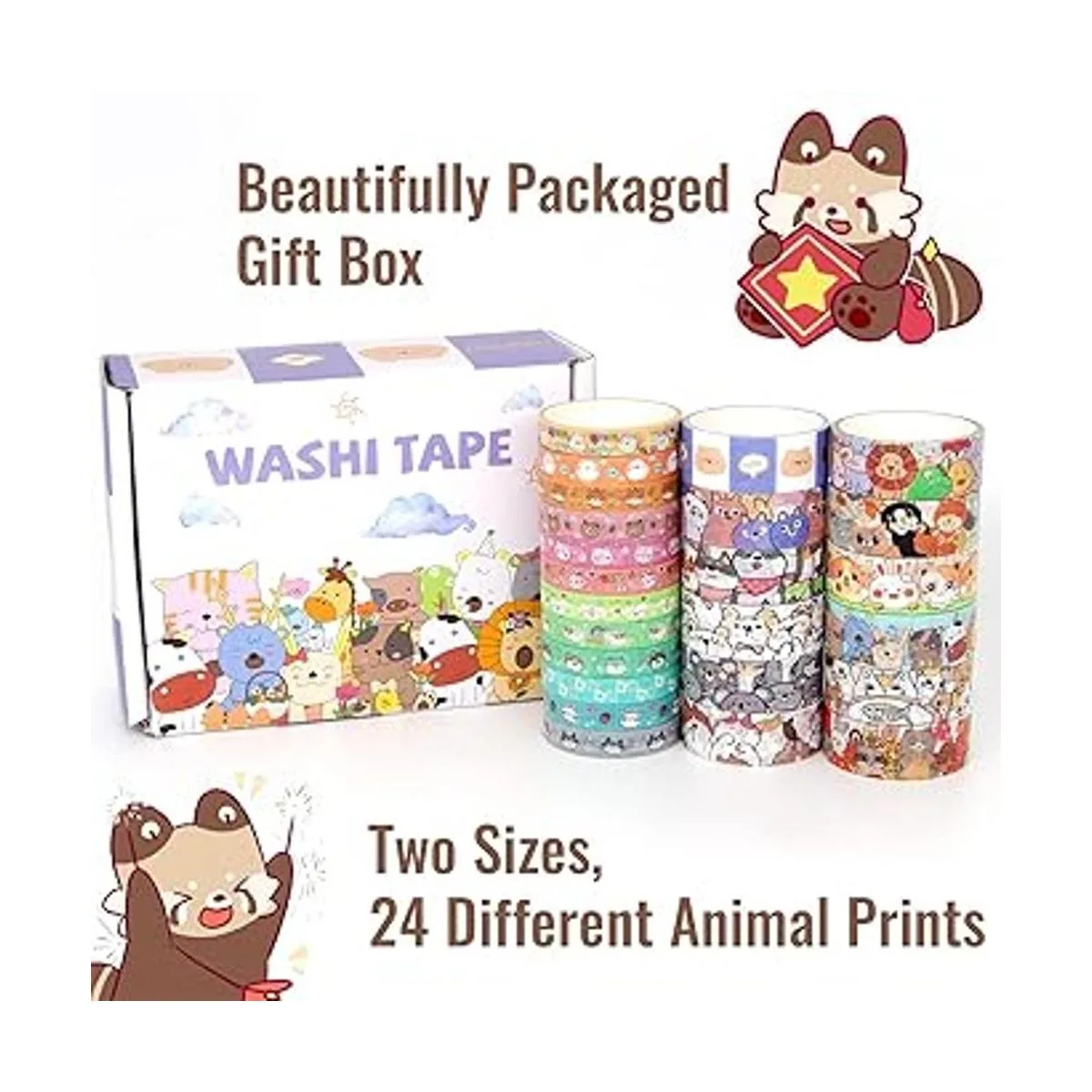 WAPETASHI Lindo juego de cinta washi 24 rollos de cinta_2