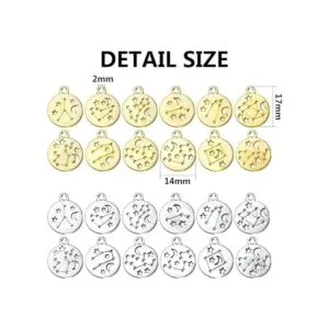 48pcs zodíaco redondo encantos de metal doble cara_3