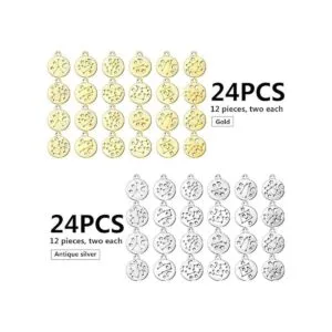 48pcs zodíaco redondo encantos de metal doble cara_2