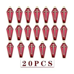 20 abalorios de cruz esmaltada roja con temática de_2