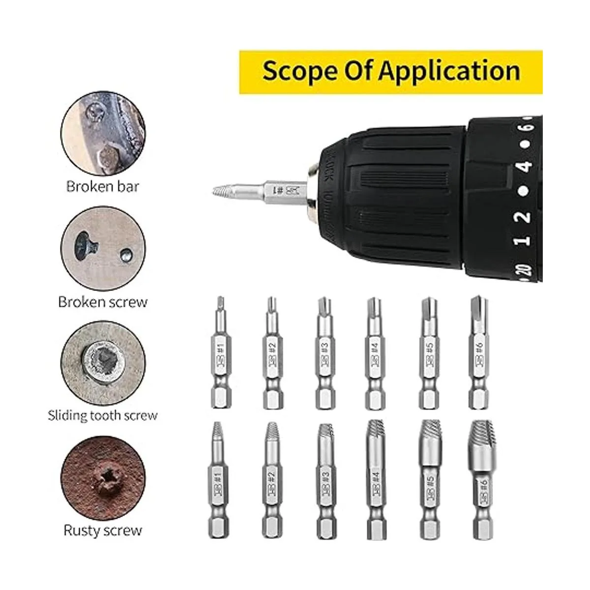 B BOSI TOOLS Juego de 12 extractores de tornillos dañados_6