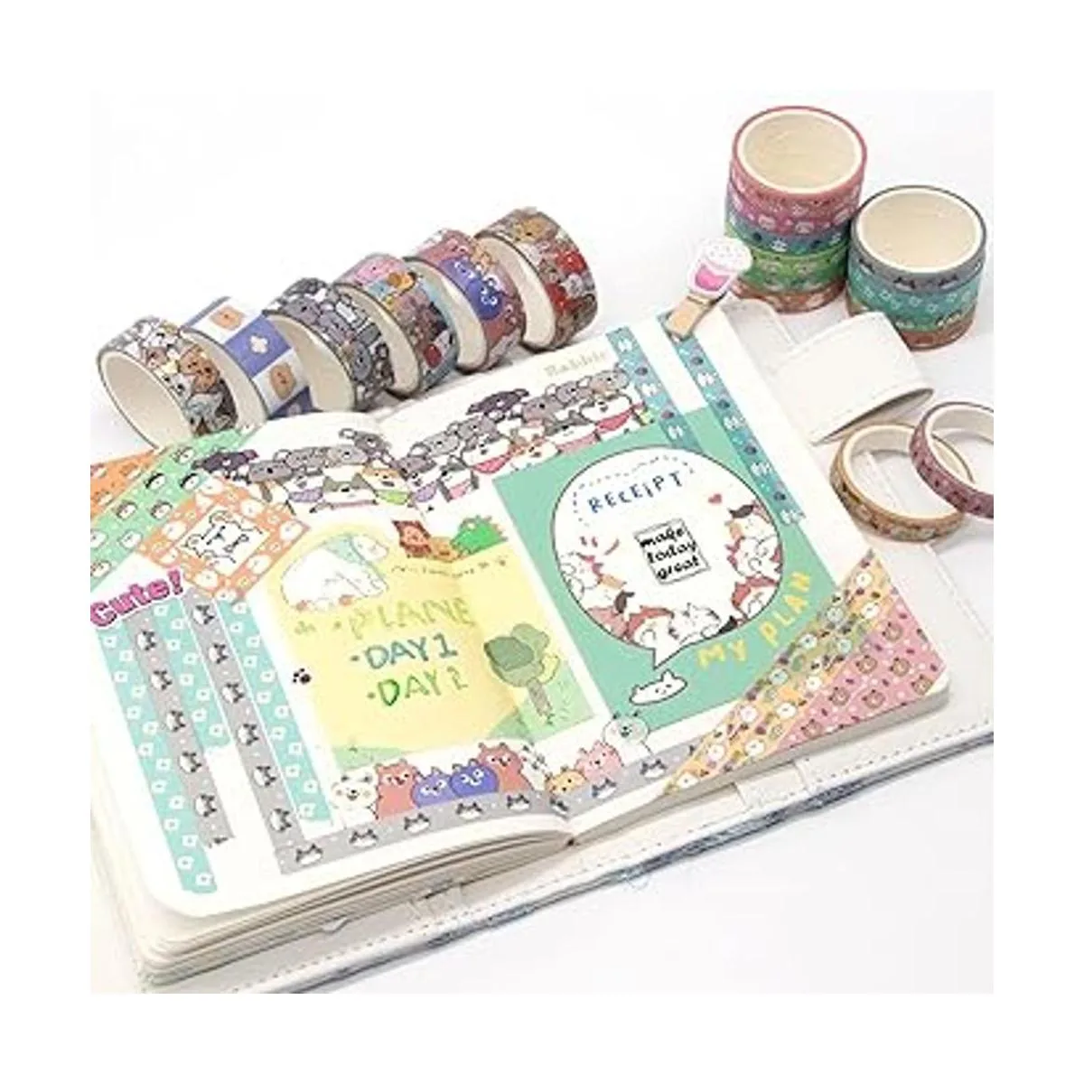 WAPETASHI Lindo juego de cinta washi 24 rollos de cinta_5