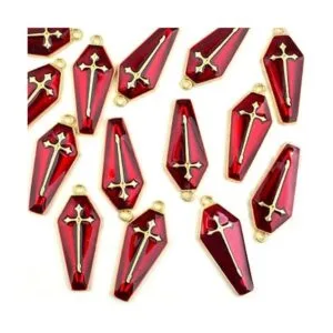 20 abalorios de cruz esmaltada roja con temática de_4