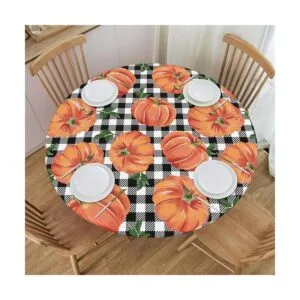 Fiokroo Mantel de tablero de ajedrez de calabazas de otoño_1
