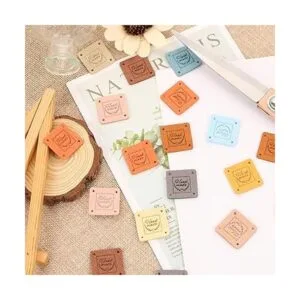 UHOMENY 50 etiquetas hechas a mano de piel sintética_3