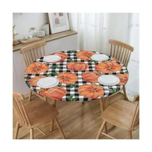 Fiokroo Mantel de tablero de ajedrez de calabazas de otoño_7