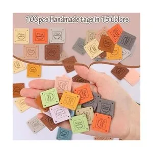 UHOMENY 50 etiquetas hechas a mano de piel sintética_2