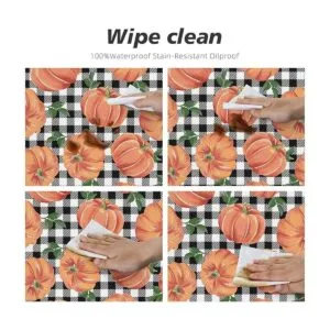 Fiokroo Mantel de tablero de ajedrez de calabazas de otoño_4