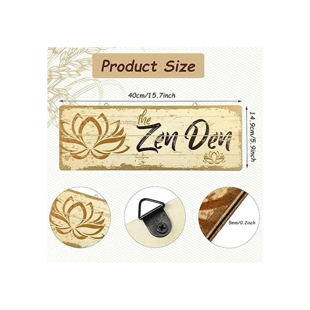 The Zen Den Letrero de madera de loto de 15.75 x 5.9_2