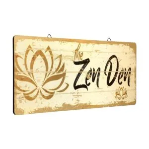 The Zen Den Letrero de madera de loto de 15.75 x 5.9_1