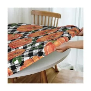 Fiokroo Mantel de tablero de ajedrez de calabazas de otoño_5