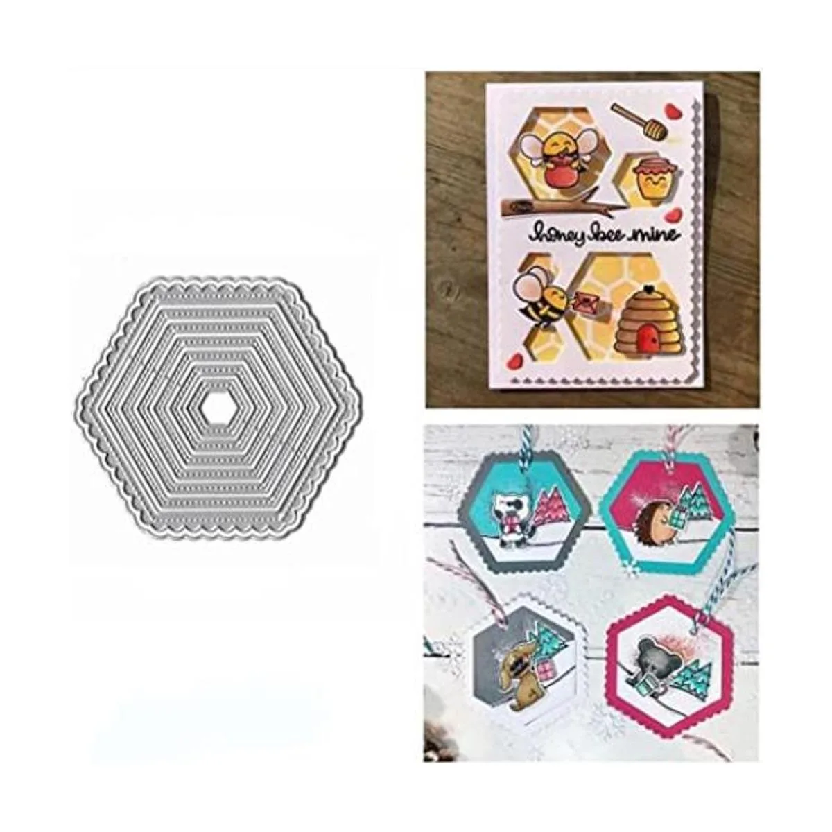 Troqueles de metal con marco de borde hexagonal_1