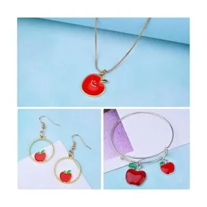 20 dijes colgantes de manzana roja de aleación esmaltada_4
