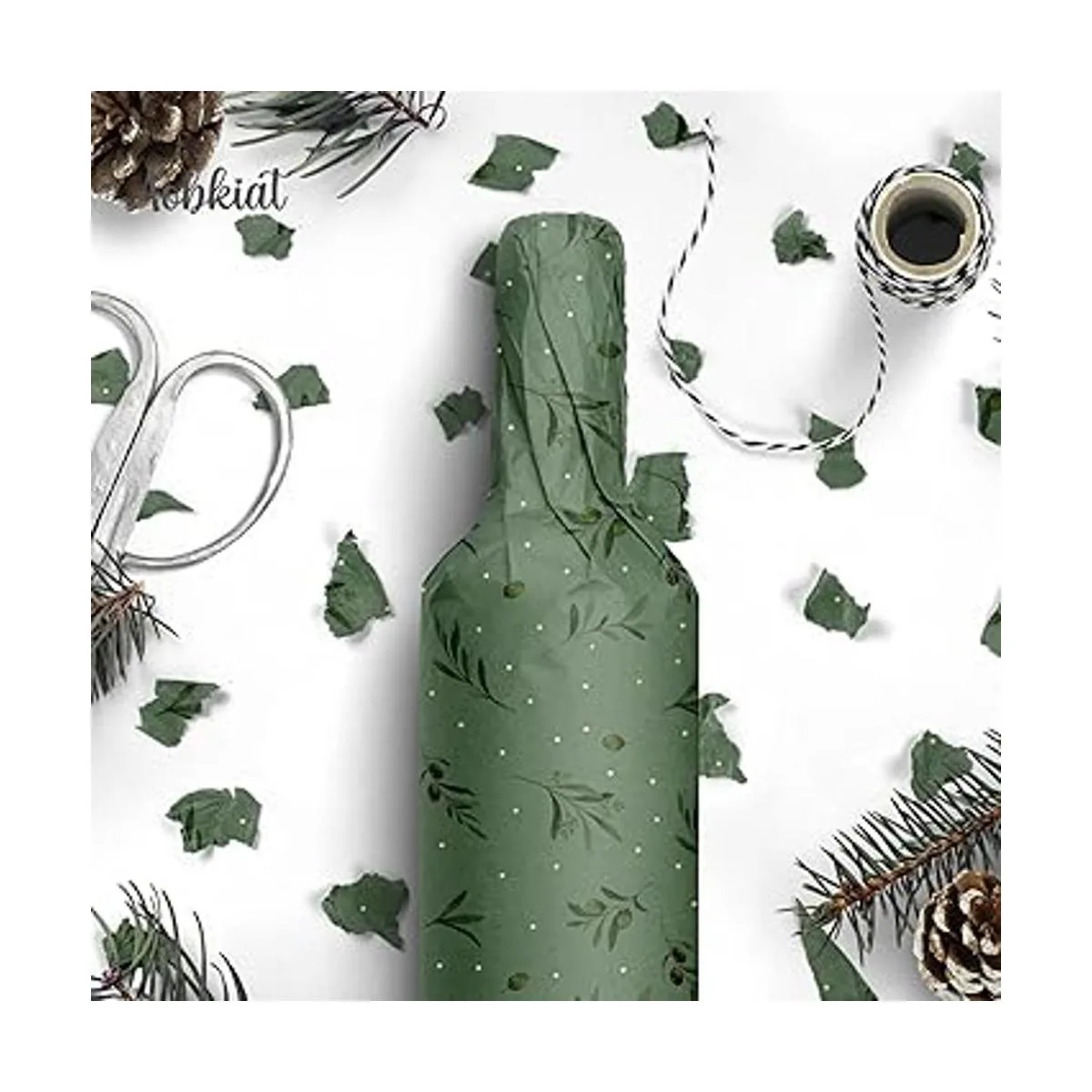 Aobkiat 24 piezas de papel de regalo verde marrón papel_5