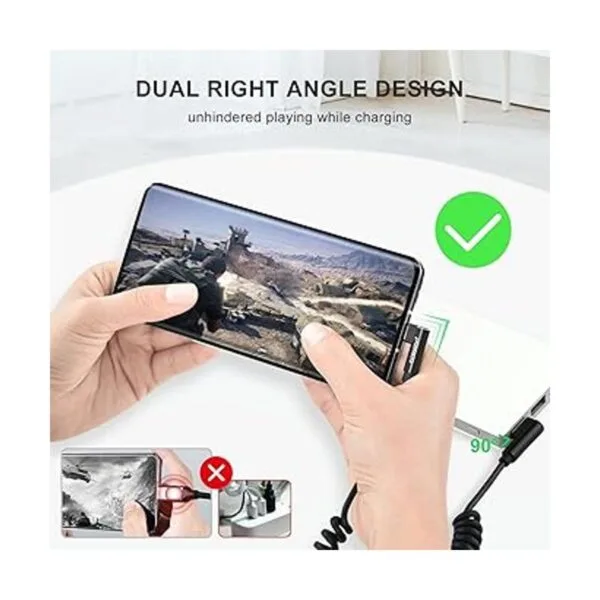 aceyoon Cable USB C en espiral de doble 90 grados USB_3