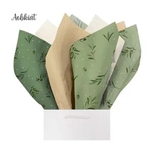 Aobkiat 24 piezas de papel de regalo verde marrón papel_4