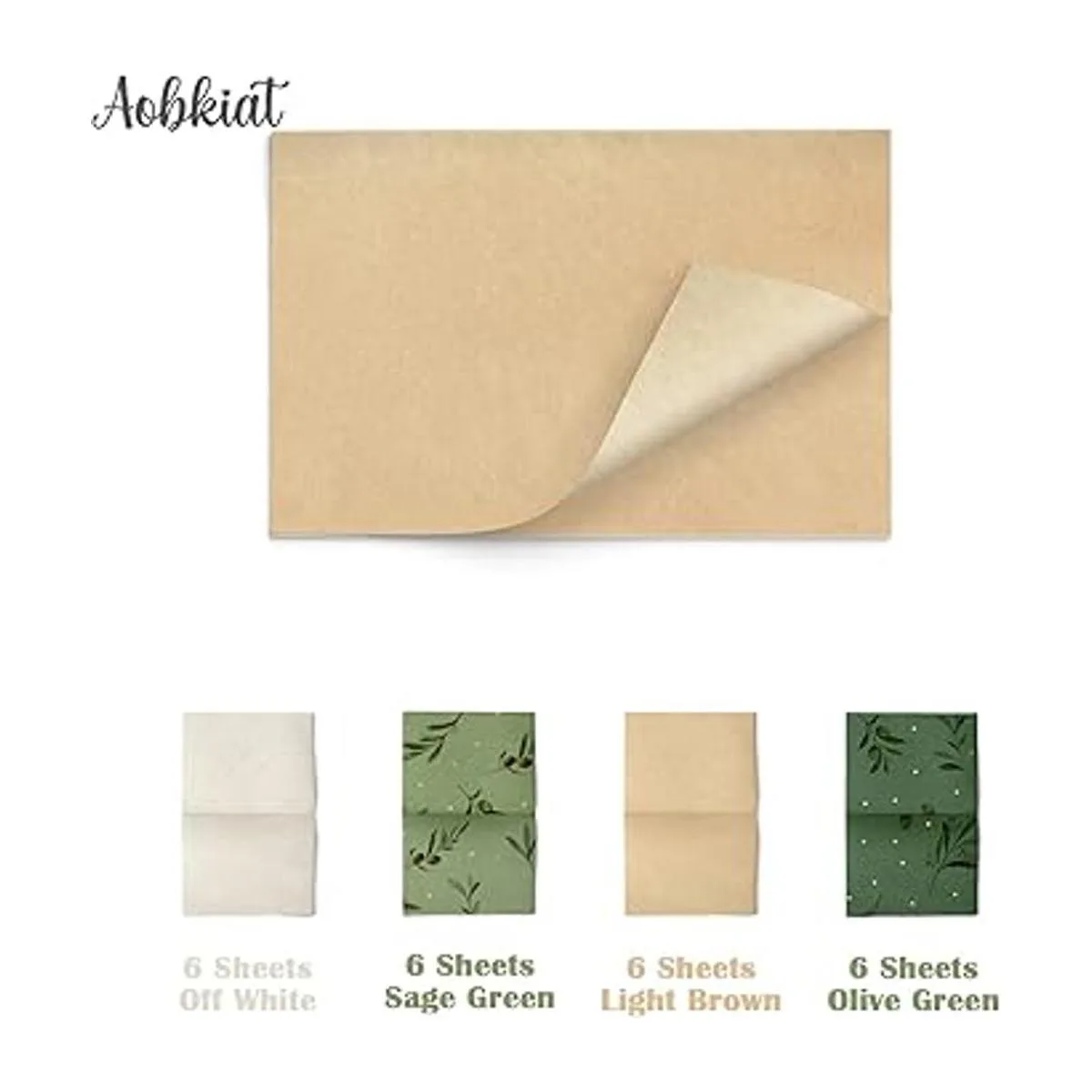Aobkiat 24 piezas de papel de regalo verde marrón papel_2