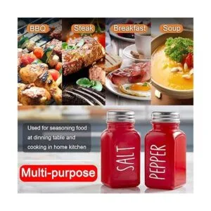 Glass Salt and Pepper Shakers Set Red Farmhouse Kitchen_7