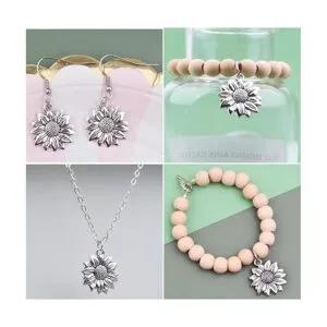 60 dijes de girasol de aleación vintage para_5