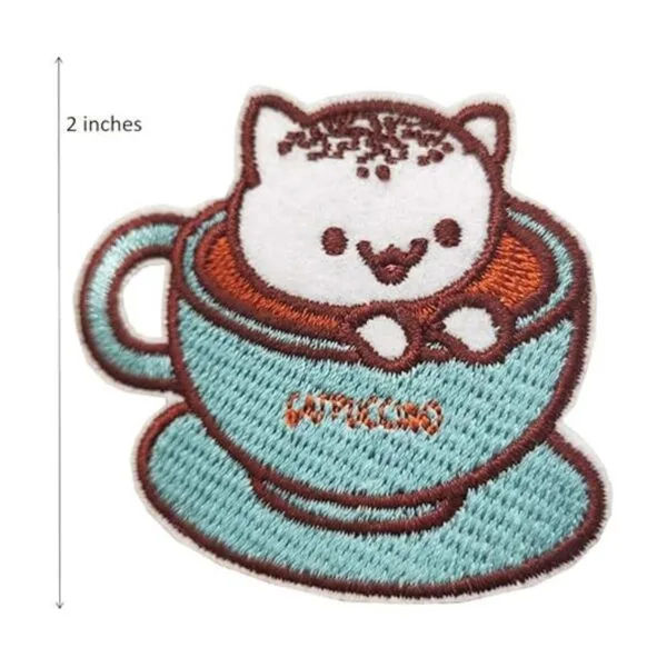 Catpuccino Máscara de café bordada con plancha diseño de_2