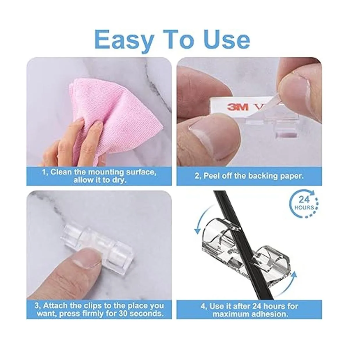 TidyHelper Clips de cable autoadhesivos negros 40_5