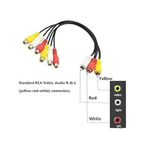 GELRHONR Divisor de cable AV divisor de 3 RCA macho a 6_2