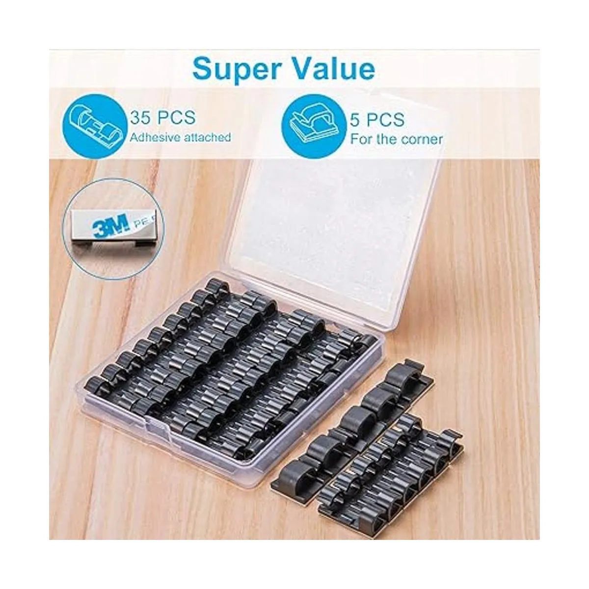 TidyHelper Clips de cable autoadhesivos negros 40_2