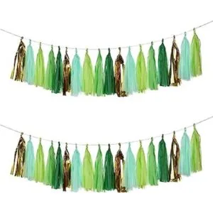 Autupy 25 guirnaldas de borlas de Mylar de color verde_1