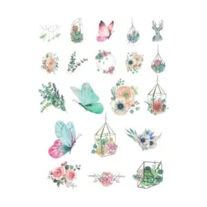 Kawaii Washi Juego de calcomanías florales de mariposa_3