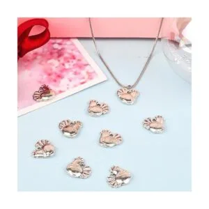 50 colgantes de gallo de plata envejecida de aleación_7