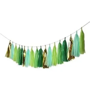 Autupy 25 guirnaldas de borlas de Mylar de color verde_2