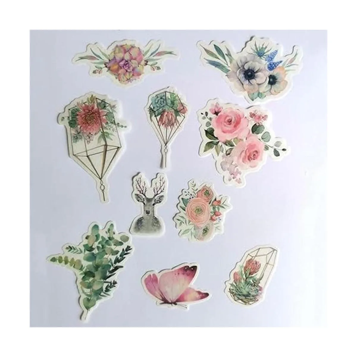 Kawaii Washi Juego de calcomanías florales de mariposa_4