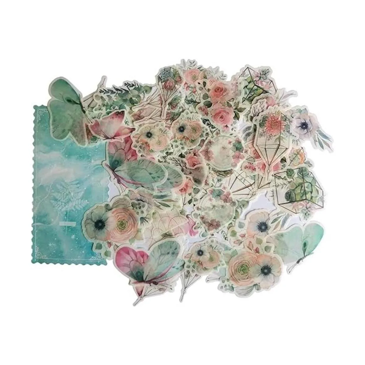 Kawaii Washi Juego de calcomanías florales de mariposa_2