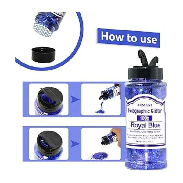 Brillo holográfico grueso 3.53 oz color azul real_2