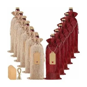Homum 12 bolsas de vino de arpillera de primera calidad y_1