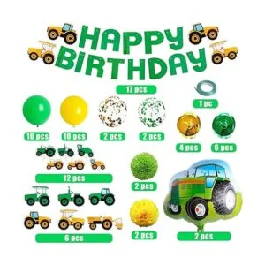 76 suministros de fiesta con temática de tractor verde con_3