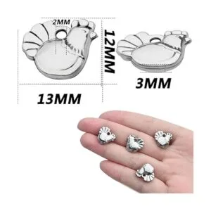 50 colgantes de gallo de plata envejecida de aleación_3