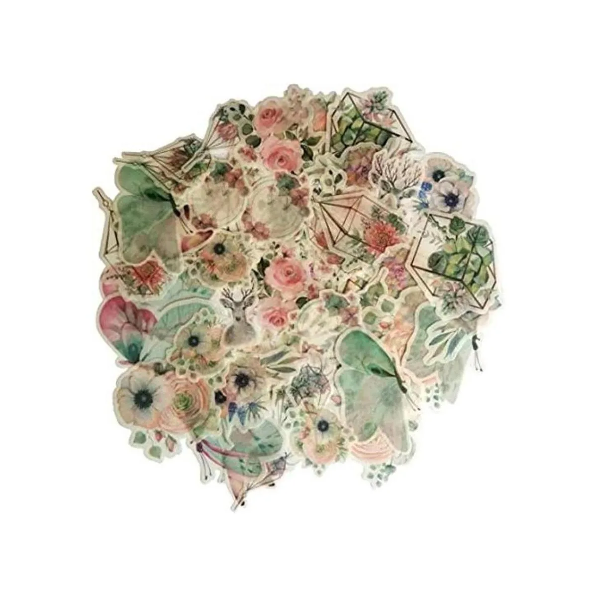 Kawaii Washi Juego de calcomanías florales de mariposa_1