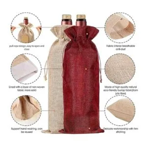 Homum 12 bolsas de vino de arpillera de primera calidad y_3