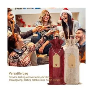 Homum 12 bolsas de vino de arpillera de primera calidad y_6