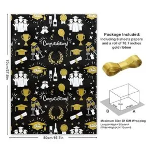 Papeles de regalo de graduación 2022 6 hojas de papel de_2