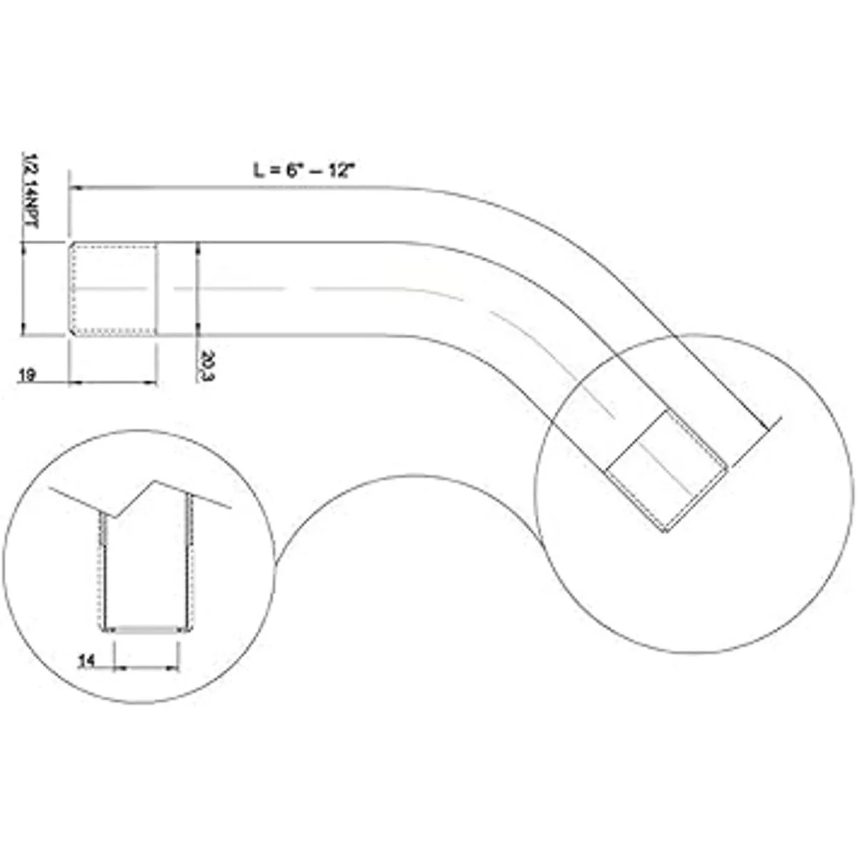 ZM Brazo de ducha de acero inoxidable de 6 pulgadas para_5