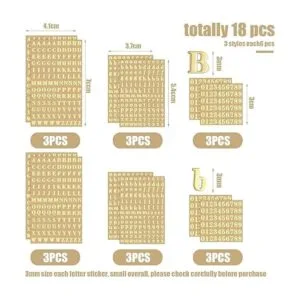 18 hojas de calcomanías de letras pequeñas de 0.118 in_2
