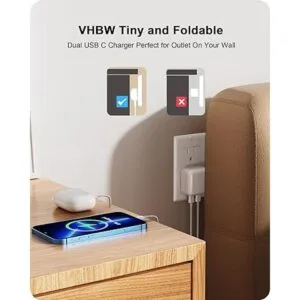 VHBW Cargador de pared doble USB C para iPhone 14 PD 3.0_3
