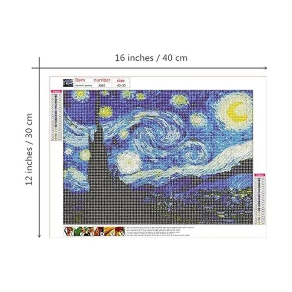 NIHOJIUMA Van Gogh Kit de pintura de diamantes de noche_2