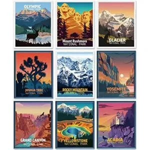 Juego de 9 pósteres vintage del parque nacional_1