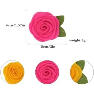 JKJF 20 piezas de roseta de fieltro con hojas de flores de_2